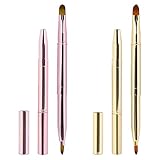 2 Stück Doppelendiger Lippenpinsel Einziehbare Lippen Makeup-Pinsel Lip Liner...