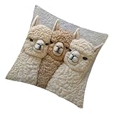 Penlimly Sofakissenbezüge, modernes Alpaka-Thema, quadratisch,...