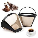 QOUBNIC 2 Stück Kaffeefilter aus Edelstahl, Dauer-Kaffeefilter Filtergröße 4...