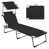 Montafox Sonnenliege 195 x 59 x 32 cm Strand Liege Tragbar max.150 kg Sonnendach...
