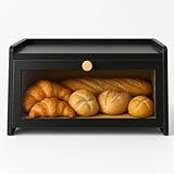 Cookery Brotkasten schwarz aus Holz zur Brotaufbewahrung Breadbox Brot...