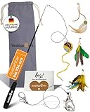 buddypaws® Katzenangel stabil – Interaktives Katzenspielzeug mit 4 Anhängern...
