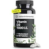Vitamin D3 7000 I.E. – 180 Tabletten – das Sonnenvitamin als Wochendepot –...