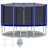 SAIBERTAN Trampolin Outdoor Ø244/305/366 cm, Rundes Gartentrampolin mit 4...