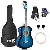 MAX SoloArt Junior - Akustik Gitarre 3/4, Kinder Gitarre inkl. Stimmgerät,...