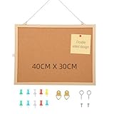 Pinnwand Kork 40 x 30 cm, cork board, mit 5 Stecknadeln, Korktafel mit...