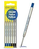 ONLINE 6 Kugelschreiberminen blau & schwarz, G2-Format Strichstärke medium,...