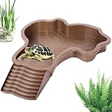 Qidures Reptilien Terrarium, Schildkröten Wasserbecken mit Rampe und...