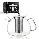 LIBWYS Teekanne 1500ml aus Hitzebeständigem Borosilikatglas Glas mit...