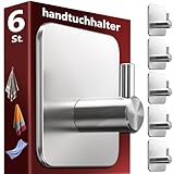 Menz Handtuchhaken ohne Bohren, 6 Stück - Edelstahl Klebehaken extra-stark,...