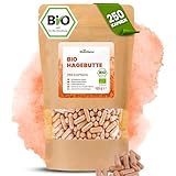RheinNatur Bio Hagebutten Kapseln 250 Stück - 2000 mg je Tagesdosis - Reine Bio...