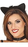 schwarze Katzen Ohren schwarzes Fell für Damen Karneval Fasching Party schwarz...