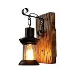 Retro Innen Wandlampe Holz Wandleuchte E27 Antik Industrial Wandleuchte Kreativ...