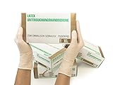 Latexhandschuhe 100 Stück Box (XL, Weiß) Einweghandschuhe, Einmalhandschuhe,...