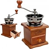 Retoo Kaffeemühle, Braun Retro Manuelle Kaffeemühle auf Holz mit Handkurbel,...