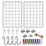 aghoer Fotowand aus Drahtgitter, 2 Stück Multifunktional Metall Fotowand, Kann im Schlafzimmer Aufgehängt Werden, Küche, Büro, 40 x 30cm, Schwarz