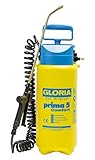 GLORIA Drucksprüher prima 5 Comfort – 5 L Gartenspritze mit Spiralschlauch...