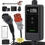 dé Mobile Wallbox/Ladestation 22kW Mit App [3-phasig|7m|6-32A] mit...
