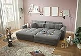 Big Sofa BARURA Cord dunkelgrau – XXL Couch mit großer Liegefläche, modernes...