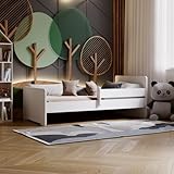 KOBI Kinderbett Max weiß mit Reling, Matratze, Rahmen | 140x70 | Bett für EIN...