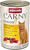 animonda Carny Senior Rind + Huhn mit Käse (6 x 400 g), Katzennassfutter für...