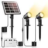 MEIKEE Solar Strahler 2 Stück 2700K Warmweiß Gartenbeleuchtung Solar mit...