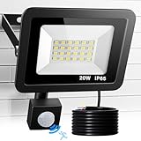 LED Strahler mit Bewegungsmelder Außen, 20W 2000LM 24 LED Beads Fluter, 6500K...