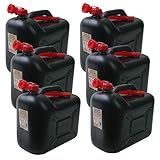 BAUPROFI 6er Set: 6X Benzinkanister KKS 20 PE schwarz 20 Liter...