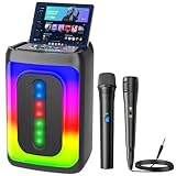 Ankuka Karaoke-Maschine mit 2 Mikrofonen, tragbarer Bluetooth-Lautsprecher mit...