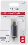 Hama 64GB USB-Speicherstick mit USB 2.0 & microUSB (2-in-1 USB-Stick, z.B. für...