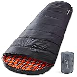 Skandika Schlafsack Vegas Flanell | XXL Mumienschlafsack mit Flanell Baumwoll...