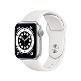 Apple Watch Series 6 GPS, 40 mm silbernes Aluminiumgehäuse mit weißem...