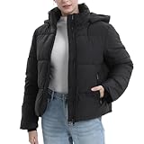 PUFFIT Damen Winter Jacke mit Kapuze Warmer Wasserdicht Winterjacke Steppmantel...