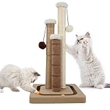 AUSCAT Kratzsäule mit 3 Kratzstangen, 56cm Sisal Kratzstamm für Katzen mit...