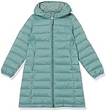 Amazon Essentials Mädchen Lange leichte Pufferjacke Kapuze, Grün, 8 Jahre
