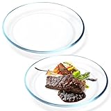 NUTRIUPS Glasteller, 25.4cm Speiseteller, 2 Stück Platzteller Glas, Essteller...