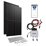 Haier 840 W Balkonkraftwerk inkl. sturmsicherer Balkon-Halterung, 600 W / 800 W...