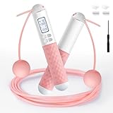 iMoebel Springseil mit Zähler, Verstellbar Speed Rope Seilspringen Stahlseil...