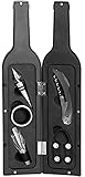 Grinscard Weinöffner Set 5 TLG. - Weinflaschen Design, Schwarz - Wein Zubehör...