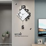 JIUJIUDA Große Moderne Wanduhr für Wohnzimmer Dekor Dekorative weiße Metall...