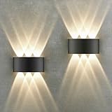 Oraymin 2 Stück LED Wandleuchte Innen IP65, 6W Wandlampe mit 6 Lichtquellen,...