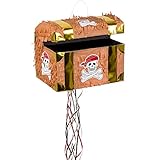 Boland 30935 - Pinata Schatztruhe, 30 x 26 x 23 cm, Braun-Gold, Karton,...