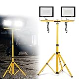 FIVMEN Baustrahler 2x100W 8500LM LED Strahler Arbeitsleuchte mit Stativ und 3m...