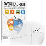 100 Blatt Overheadfolie PEMIUM - DIN A4 transparent - Für LASERdrucker,...