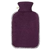 Öko Wärmflasche mit Bezug, 1.8 Liter mit feinem Strickbezug und weißen...