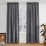 PONY DANCE Thermovorhang Kälteschutz Kräuselband Gardinen Grau Blickdicht 2er...