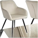 tectake® moderner Esszimmer Stuhl mit Armlehnen, Sitzfläche aus Samt,...