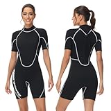 Owntop 3/2mm Shorty Neoprenanzug Damen - Rückenreißverschluss Wetsuit zum...