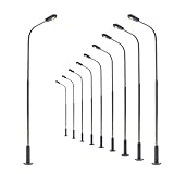Evemodel 10 Stück Modell Lampe Spur H0 1:87 Peitschenlampen Straßenlampen Flexible Höhe Beleuchtung Modelllandschaftsbau (kalt weiß)