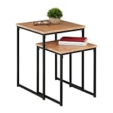 Relaxdays Beistelltisch 2er Set, stapelbar, Industrie Design, Satztisch 2...